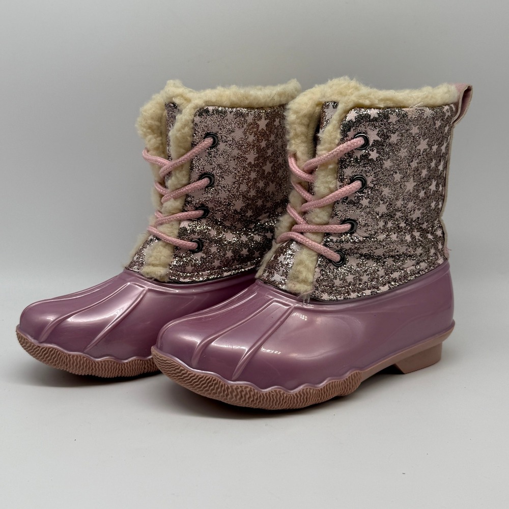 Gavin Duck Boots Little Kids Size 13 Pink Glitter Star Girls Lined Winter Snow